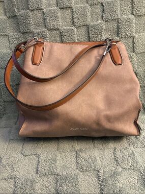Calvin Klein Tan Suede Shoulder Bag